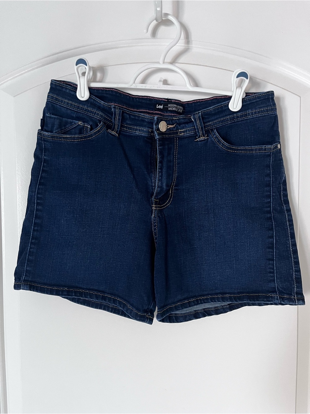 Lee Women's Dark Blue Denim Jean Shorts - Classic Mid-Rise